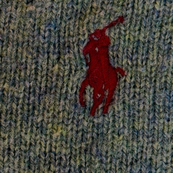 Ralph Lauren Men's 2XL Sweater Preppy V-neck Lambs Wool Pony green‎ Jumper EUC - Picture 4 of 13